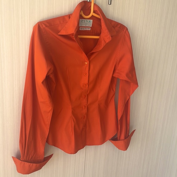 Thomas Pink Superfine Two-Fold Tangerine Button Down Cuff Dress Shirt - Picture 7 of 9